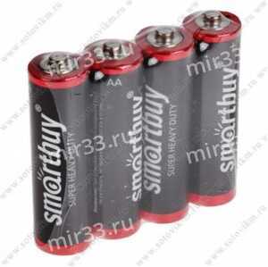 Батарейка AA SmartBuy R06-4P, 1.5В, (4/60/600)