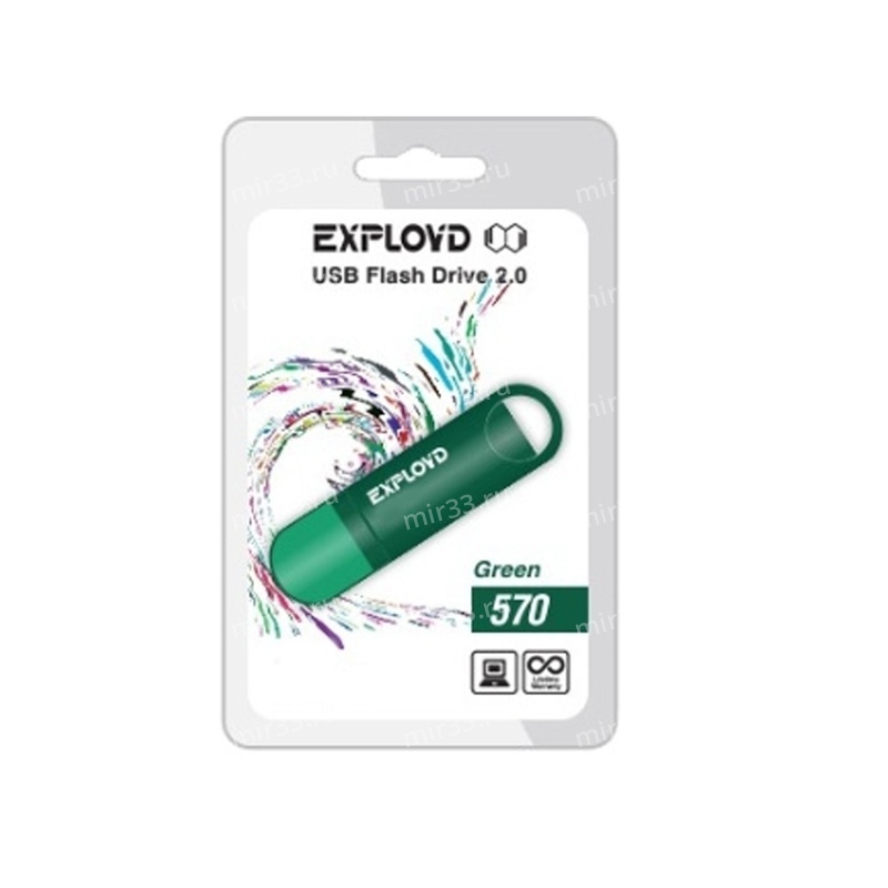 Флеш-накопитель 8Gb Exployd 570, USB 2.0, пластик, зелёный