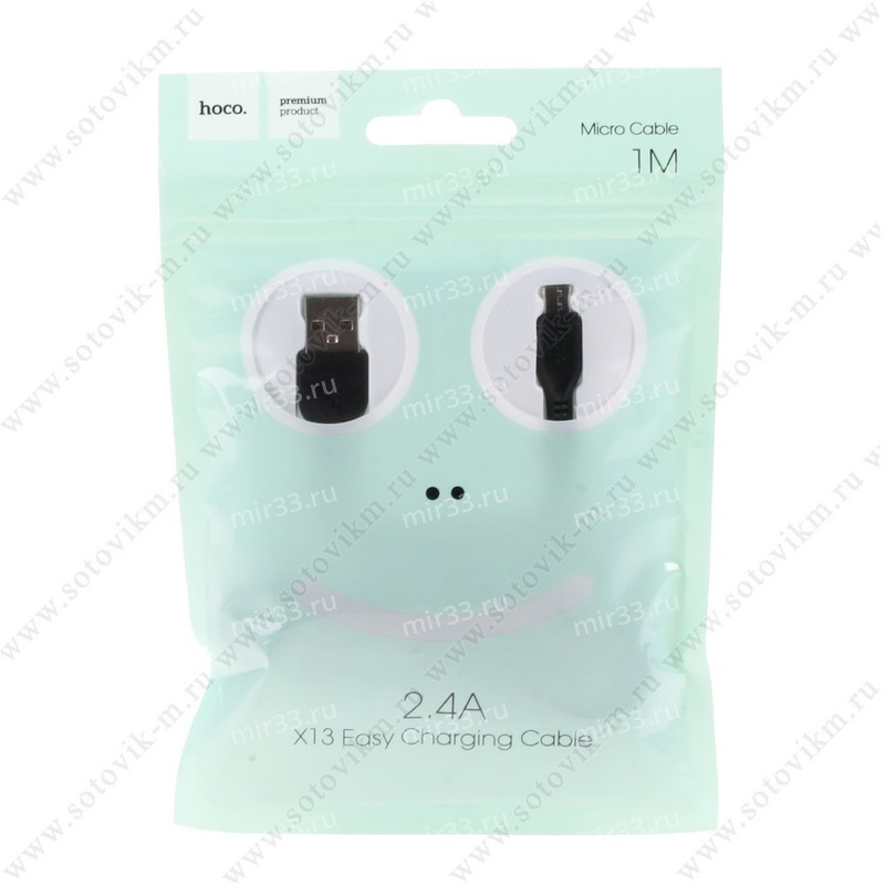 Кабель USB - микро USB HOCO X13 Easy, 1.0м, 2,4А, цвет: чёрный
