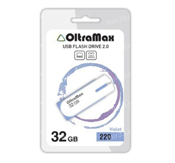 Флеш-накопитель 32Gb OltraMax 220, USB 2.0, пластик, фиолетовый