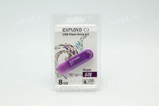 Флеш-накопитель 8Gb Exployd 570, USB 2.0, пластик, пурпурный