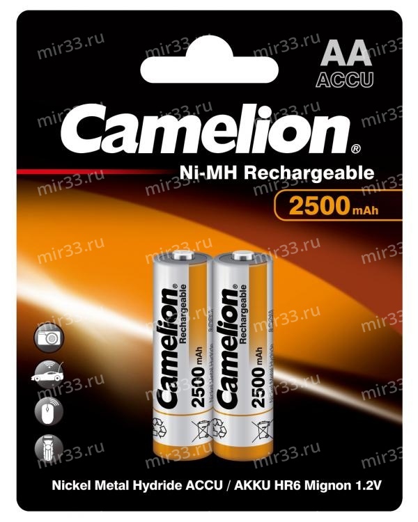 Аккумулятор AA Camelion, HR06-2BL, 2500mAh, (2/24/384)
