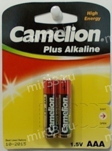 Батарейка AAA Camelion LR03-2BL Plus Alkaline, 1.5В, (2/24/576)