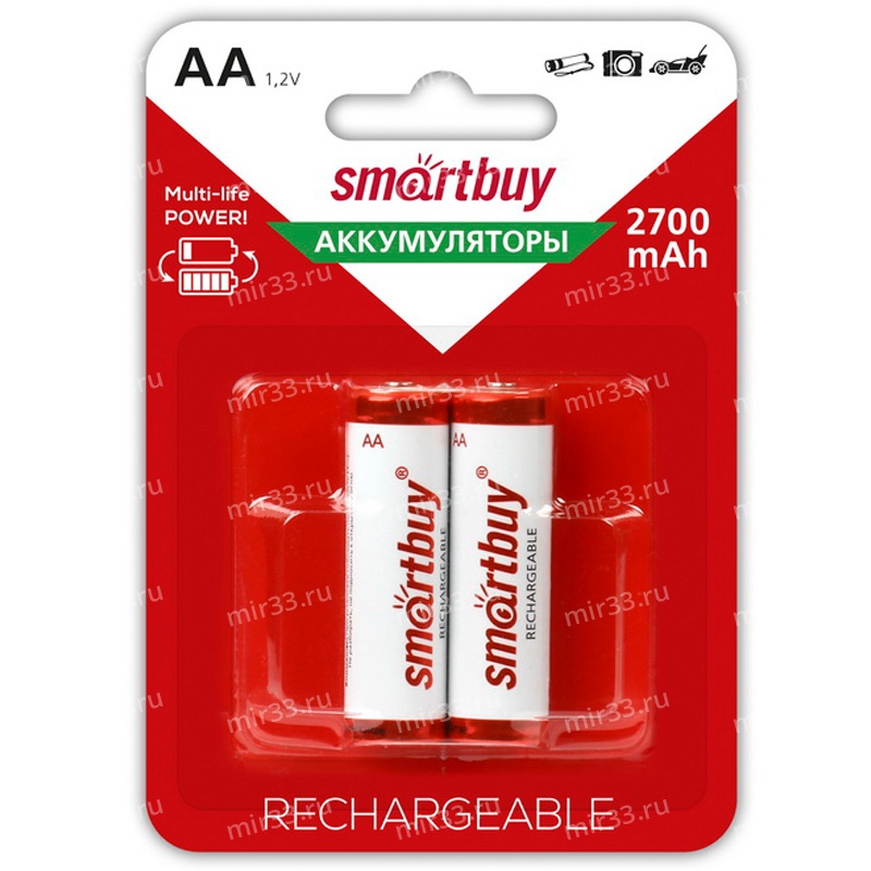 Аккумулятор AA SmartBuy, R06-2BL, 1000mAh, (2/24/240)