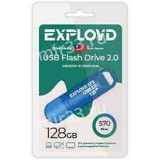 Флеш-накопитель 128Gb Exployd 570, USB 2.0, пластик, синий