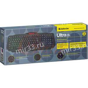 Клавиатура проводная Defender, Ultra, HB-330L, мембранная, подсветка, USB, цвет: чёрный, (арт.45330)