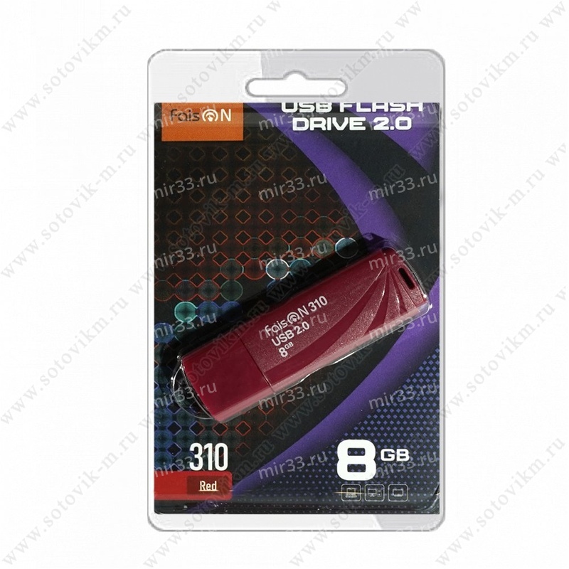 Флеш-накопитель 8Gb FaisON 310, USB 2.0, пластик, красный
