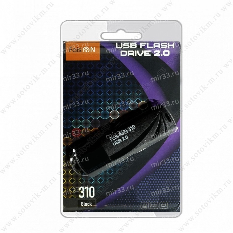 Флеш-накопитель 8Gb FaisON 310, USB 2.0, пластик, чёрный