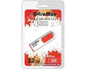 Флеш-накопитель 32Gb OltraMax 250, USB 2.0, пластик, красный