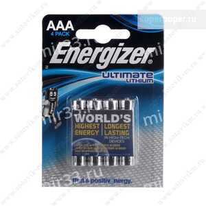 Батарейка AAA Energizer LR03-4BL Lithium, 1.5В, (4/48)