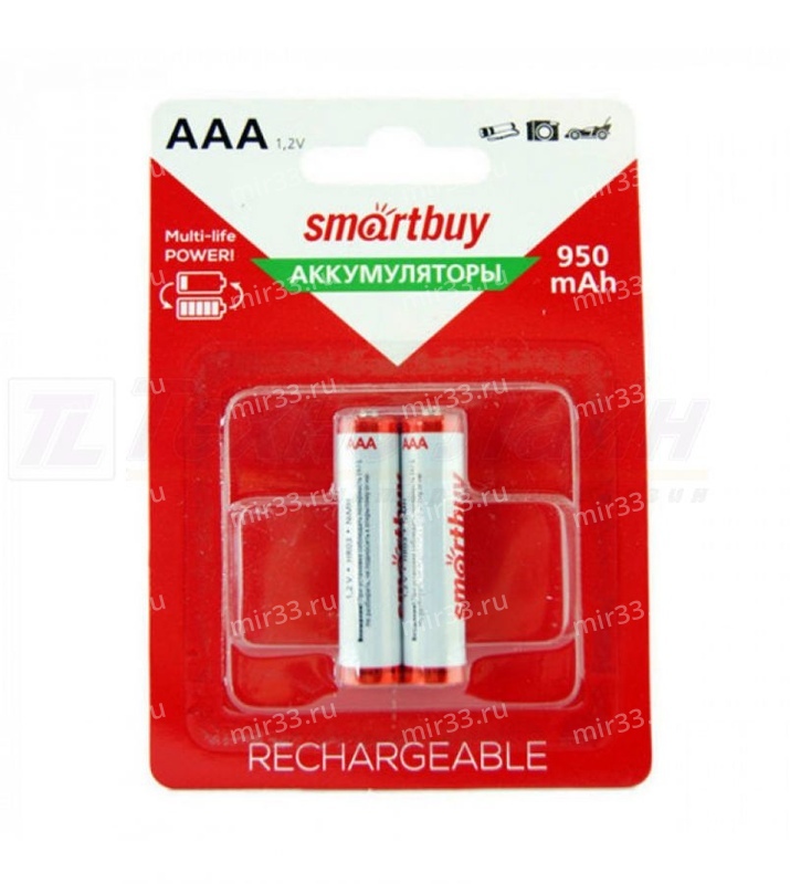 Аккумулятор AAA SmartBuy, R03-2BL, 950mAh, (2/24/240)