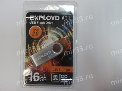 Флеш-накопитель 16Gb Exployd 530, USB 2.0, пластик, оранжевый