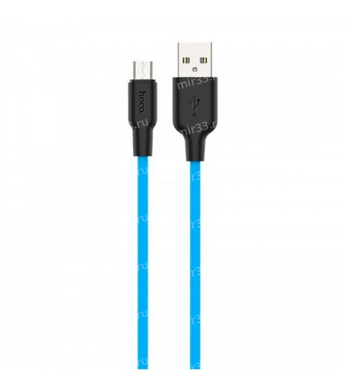 Кабель USB - микро USB HOCO X21, 1.0м, круглый, 2.0A, силикон, цвет: синий