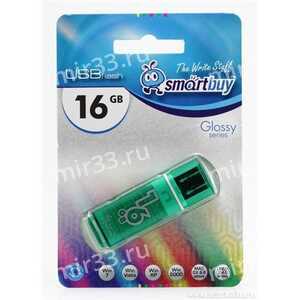 Флеш-накопитель 16Gb SmartBuy Glossy series, USB 2.0, пластик, зелёный