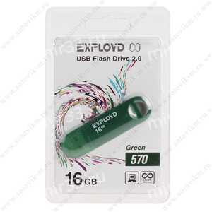 Флеш-накопитель 16Gb Exployd 570, USB 2.0, пластик, зелёный