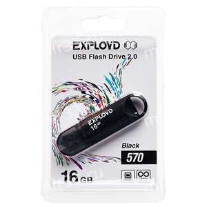 Флеш-накопитель 16Gb Exployd 570, USB 2.0, пластик, чёрный