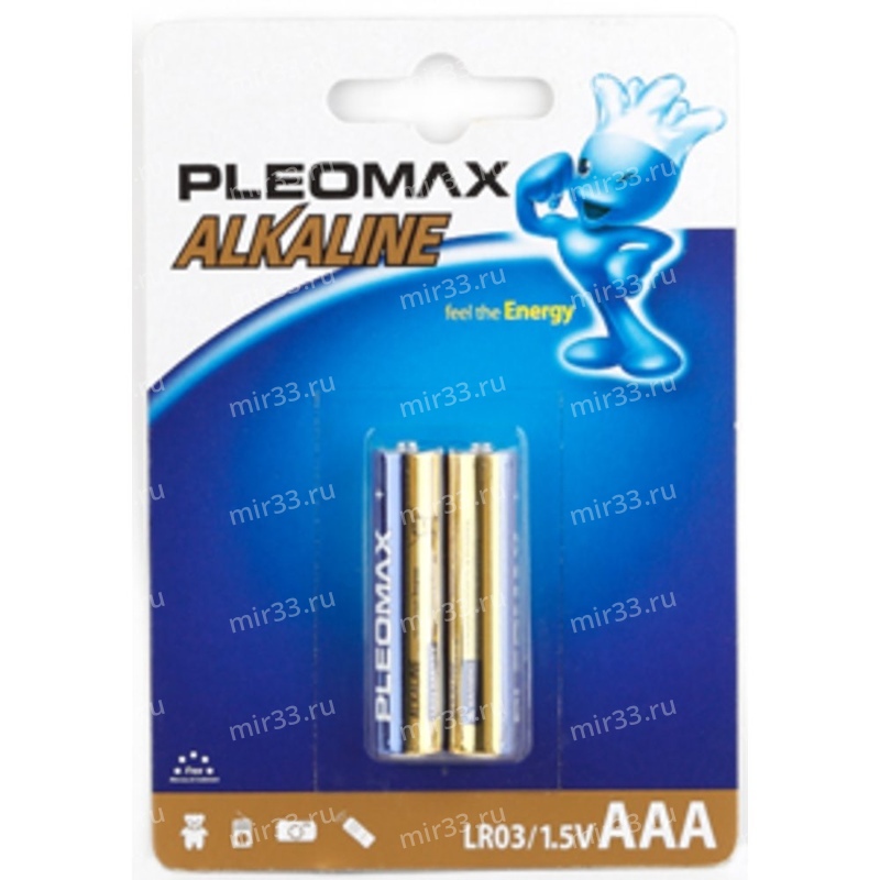 Батарейка AAA Samsung Pleomax LR03-2BL Alkaline, 1.5В, (2/20/400)