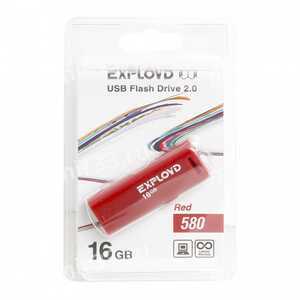 Флеш-накопитель 16Gb Exployd 580, USB 2.0, пластик, красный
