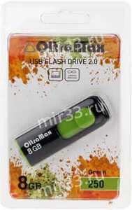 Флеш-накопитель 8Gb OltraMax 250, USB 2.0, пластик, зелёный