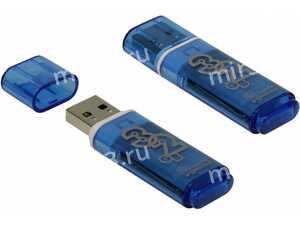 Флеш-накопитель 32Gb SmartBuy Glossy series, USB 2.0, пластик, синий