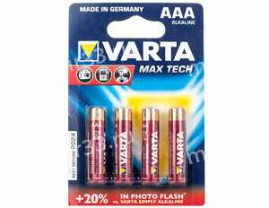 Батарейка AAA Varta LR03-4BL, MAX TECH, (4/40/200)