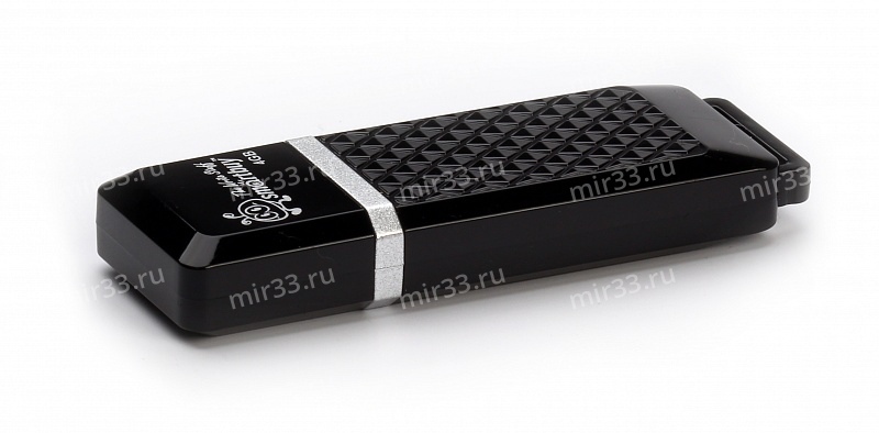 Флеш-накопитель 16Gb SmartBuy Quartz series , USB 2.0, пластик, чёрный