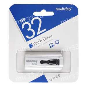 Флеш-накопитель 32Gb SmartBuy Iron, USB 2.0, пластик, белый, чёрная вставка