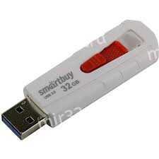 Флеш-накопитель 32Gb SmartBuy IRON, USB 3.0, пластик, белый, красный
