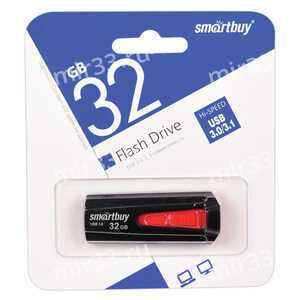 Флеш-накопитель 32Gb SmartBuy Iron, USB 3.0, пластик, чёрный, красная вставка