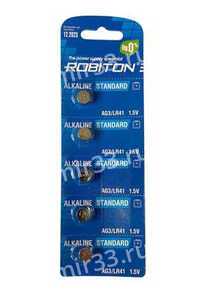 Элемент питания ROBITON STANDARD R-AG3-0-BL5 (0% Hg) AG3 LR41 392 192 BL5
