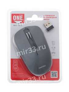 Мышь беспроводная SmartBuy, 345AG, ONE, 1600 DPI, оптическая, USB, 3 кнопки, цвет: чёрный
