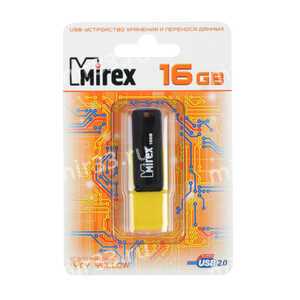 Флеш-накопитель 16Gb Mirex CITY, USB 2.0, пластик, жёлтый