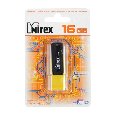 Флеш-накопитель 16Gb Mirex CITY, USB 2.0, пластик, жёлтый
