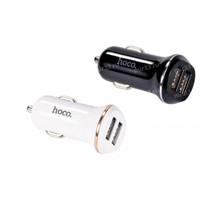 Блок питания автомобильный 2 USB HOCO, Z1, 2100mA, пластик, цвет: белый