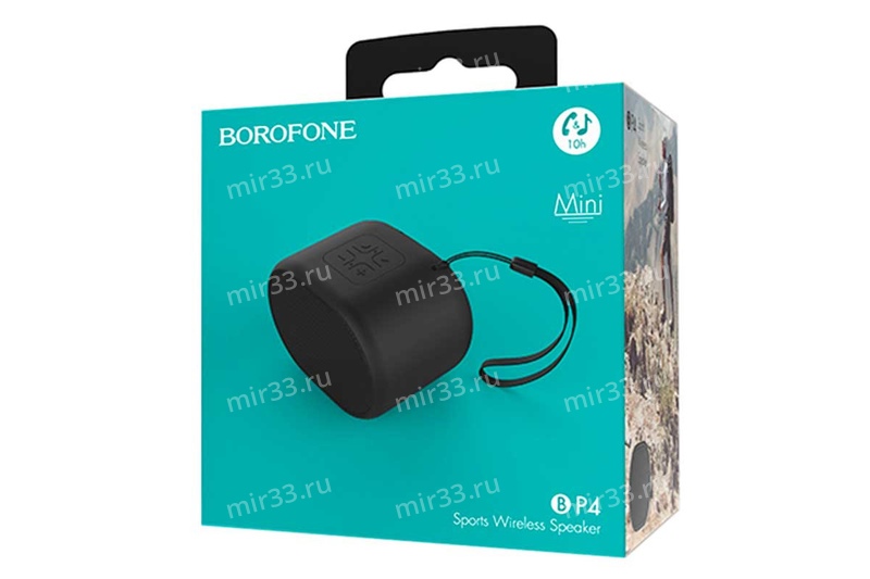 Колонка портативная Borofone, BP4, Enjoy, soft touch, Bluetooth, USB, AUX, microSD, цвет: чёрный