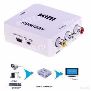 Адаптер H122/H123 Mini HDMI2AV 1080p Converter to 3 rca
