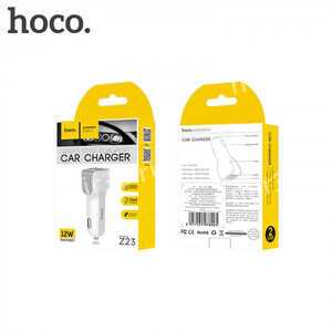 Блок питания автомобильный 2 USB HOCO Z23, Grand Style, 2400mA, 12Вт, цвет: белый