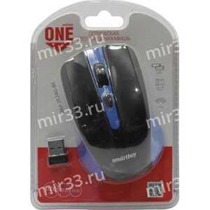 Мышь беспроводная SmartBuy, 352AG, ONE, 1600 DPI, оптическая, USB, цвет: синий, с чёрной вставкой