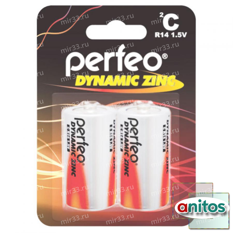 Батарейка C Perfeo R14-2BL Dynamic Zinc, (2/20/160)