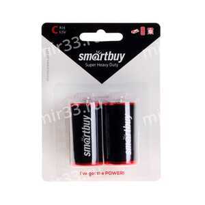 Батарейка C SmartBuy R14-2BL, 1.5В, (2/12/192)