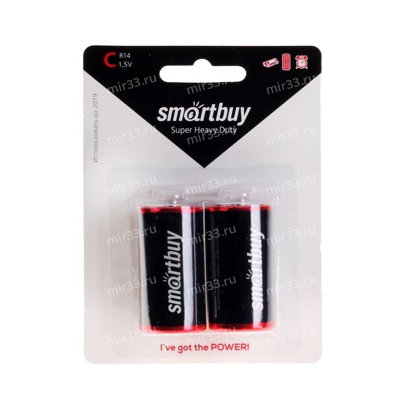 Батарейка C SmartBuy R14-2BL, 1.5В, (2/12/192)