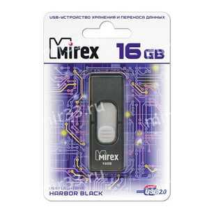 Флеш-накопитель 16Gb Mirex HARBOR, USB 2.0, пластик, чёрный