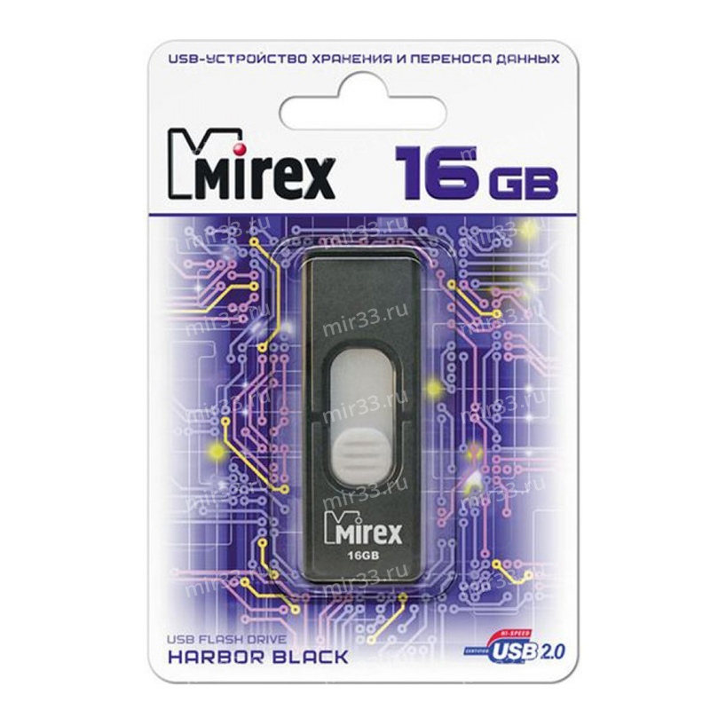 Флеш-накопитель 16Gb Mirex HARBOR, USB 2.0, пластик, чёрный