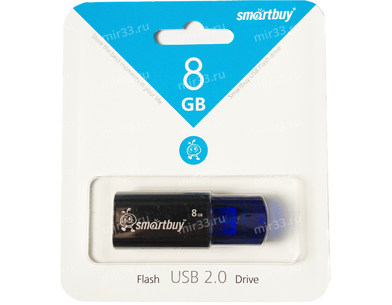 Флеш-накопитель 8Gb SmartBuy Click, USB 2.0, пластик, синий