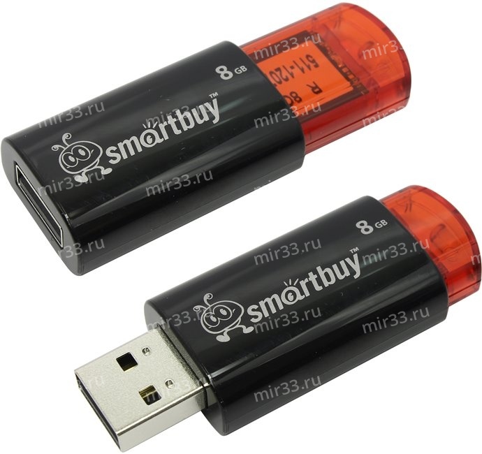 Флеш-накопитель 8Gb SmartBuy Click, USB 2.0, пластик, чёрный