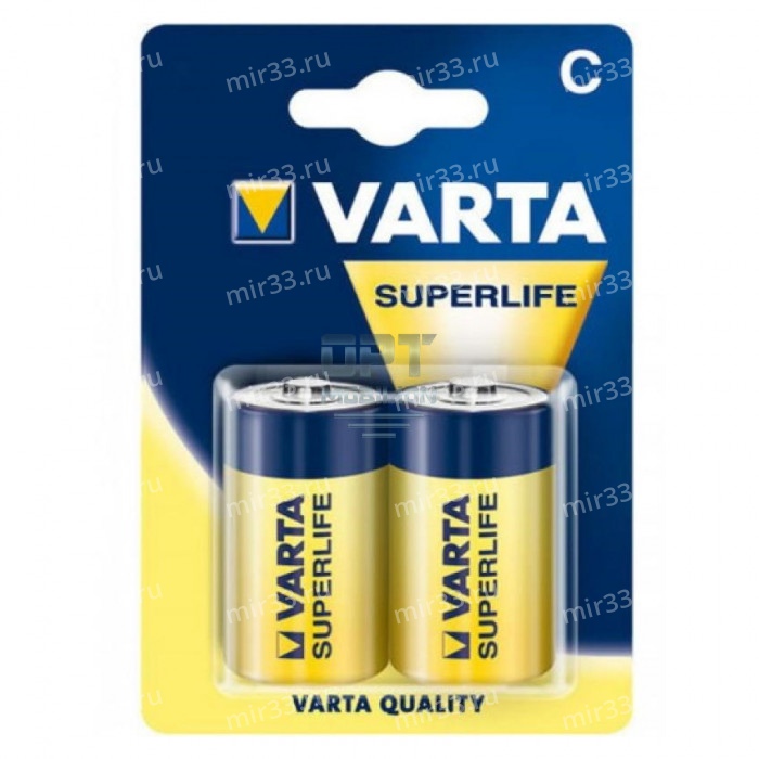 Батарейка C Varta R14-2BL, Super Life, (2/24/120)