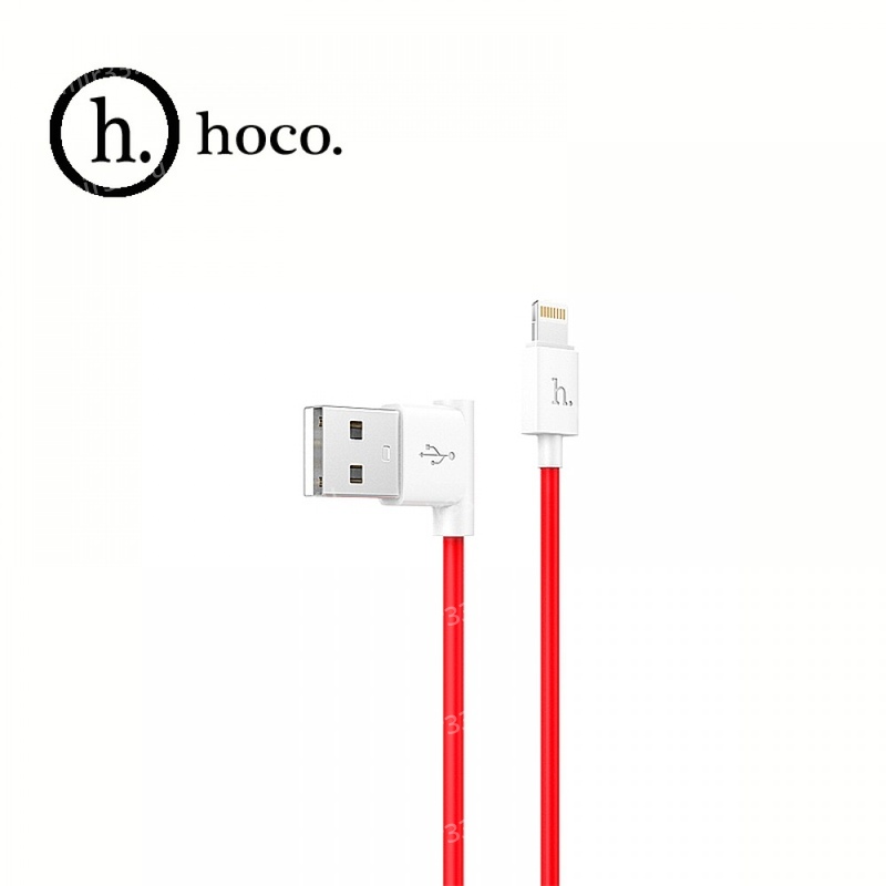 Кабель USB - 8 pin HOCO UPL11, 1.2м, круглый, 2.1A, силикон, боковой, цвет: красный