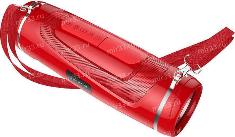 Колонка портативная Borofone, BR7, Empyreal, пластик, Bluetooth, microSD, AUX, фонарик, цвет: красны
