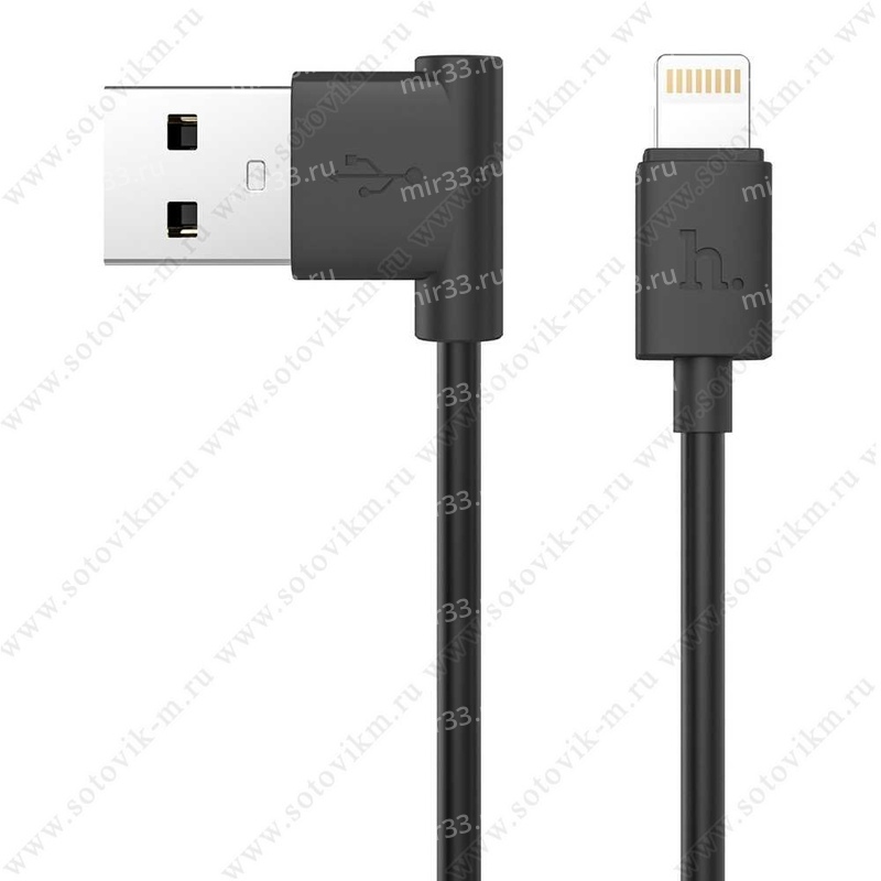 Кабель USB - 8 pin HOCO UPL11, 1.2м, круглый, 2.1A, силикон, боковой, цвет: чёрный