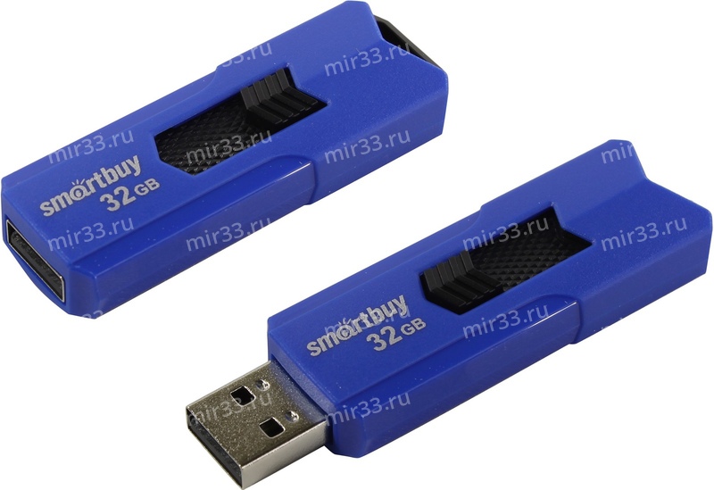 Флеш-накопитель 32Gb SmartBuy Stream, USB 2.0, пластик, синий